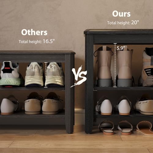 AQIMUELE Wood Shoe Rack Bench, 2 Tier Shoe Rack for Front Door Entrance by AQIMUELE - Used condition - Image 3