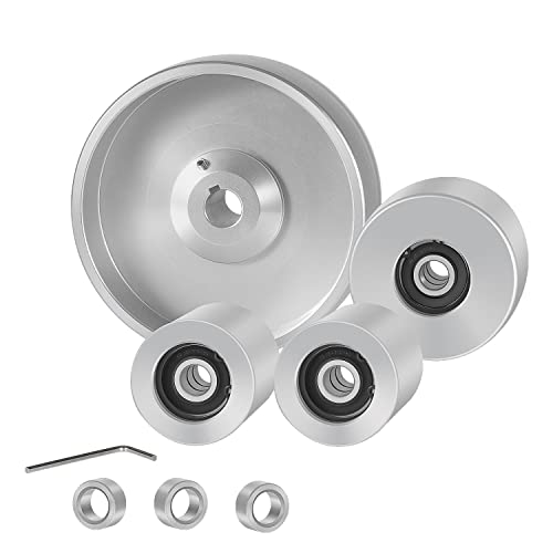 2" x 72" Belt Grinder Wheel Set Complete Wheel Kit Aluminum Wheel Crowned for Knife Grinder 5" Drive 5/8" Bore 3" Track 2" Idler (5" 5/8-3" - 2")