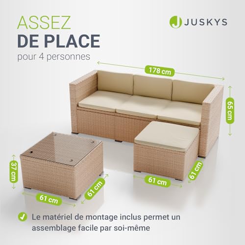 Salon de jardin Punta Cana 3 pcs polyrotin Juskys Groupe GmbH