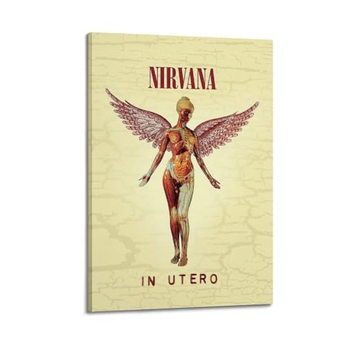 MSWVMWUK Nirvana In UteroArt - Póster moderno para decoración de dormitorio familiar, decoración de sala de estar, lienzo estético para pared, dormitorio de niñas y jóvenes, estilo marco, 40 x 60 cm