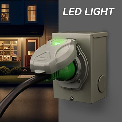 Pre-Drilling 30 Amp Generator Power Inlet Box Rvmate Nema L14-30P 125/250V 3750/7500W Power Inlet Box, Waterproof For Outdoor Use #TOP5