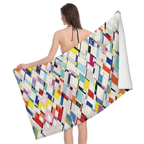 Serviette de bain microfibre à carreaux 81x132 cm absorbante - 2