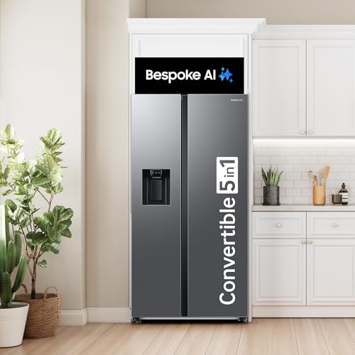 Image of Samsung 633 L, 3 Star, Frost Free, Double Door, Convertible 5-in-1 Digital Inverter, Side By Side Refrigerator with AI, WiFi & Water & Ice Dispenser (RS78CG8543S9HL, Silver, Refined Inox)