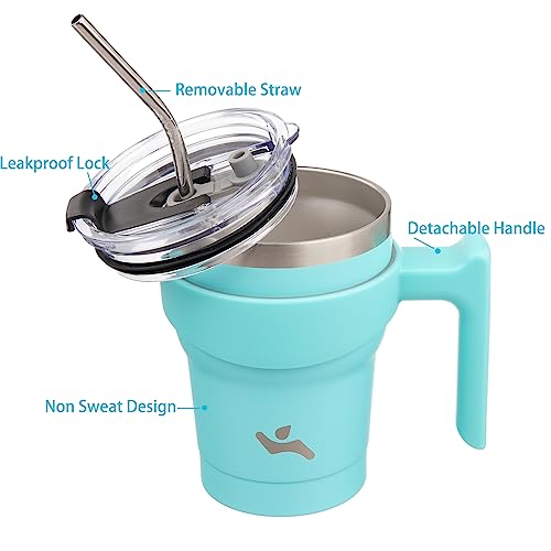 Image of Konokyo 10 oz Tumbler with Handle and Straw, Insulated Travel Mug