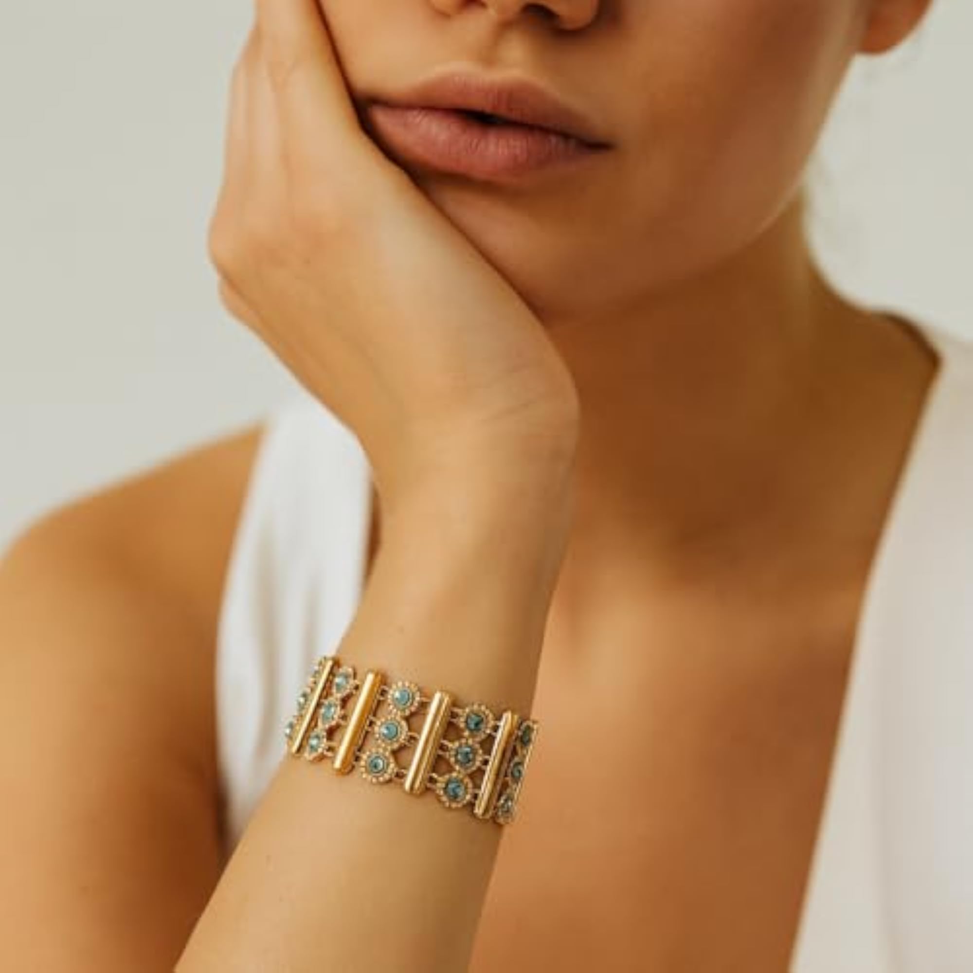 Women's Double-Layer Evil Eye Gold Bracelet, Modern Design