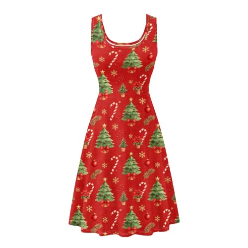 Image of TOADDITDO Women's Sleeveless O Neck Beach A-Line Party Coctail Tank Dresses Flared Sundress