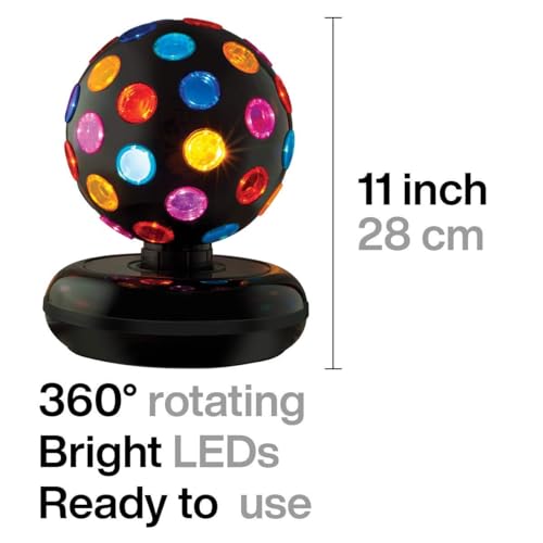 Kicko Spinning Disco Ball - 11-Inch Disco Ball Decor with Party Lights 360 Degree Rotating Neon LED Light for Kids and Adults - Colorful Flashing for 80s Party and Events - Thumbnail 4