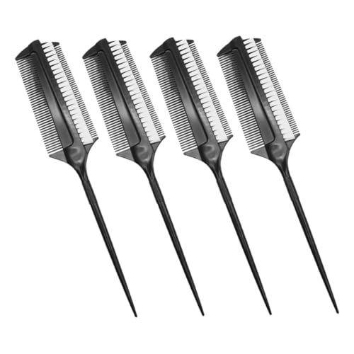 DECOMELODY Ensemble 4 Pièces Brosse à Crêper Et Peigne De Séparation Double Face Soies Courtes Résistante Haute Température Pour Coloration Et Permanente Cheveux Fins Professionnels Usage Salon