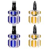 Mabor 4Pcs Stubby Screwdriver, Mini Short Screwdriver with Flat Head and Phillips Head Tiny Stubby Tools Sewing Notions for Sewing Machines, Yellow & Blue