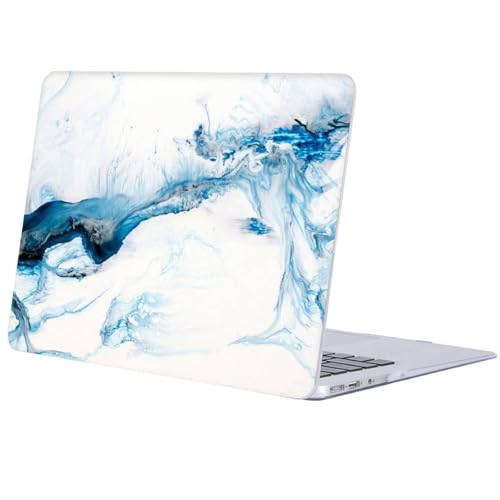 Protection MacBook Pro 14 Pouces M5 A3434 A3401 Coque Rigide PC Bleu Blanc Modèle 2025 2024 2021
