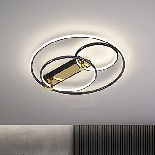 シャンデリア電気メッキフラッシュマウントLED調光天井照明器具、超薄型ラウンドシェイプ3000-6000k調光ランプ、明るさと色温度