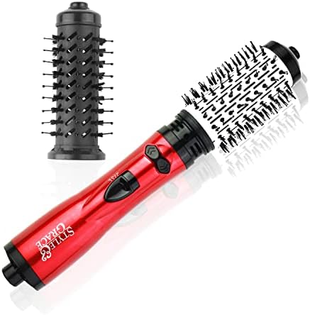 Hot Air Brush Styler and Dryer,Rotating Hair Dryer Brush for Salon at Home,2-in-1 Electric Rotating Hair Curlyer Comb for Stylish Vibrant Curly Hair (Red)…