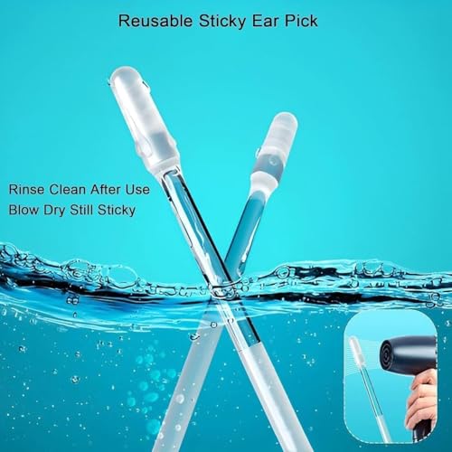 Image of DABRY Reusable Silicone Adhesive Ear Wax Removal Sticks, 24 Pcs