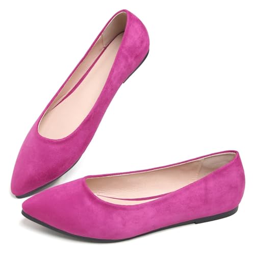 Image of Dear Time Women's Pointed Toe Ballet Flats Simple Casual Office Work Flats Slip-on Comfortable Shoes