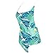 Qpladlse Swimwear Womens Lace-up Bathing Suits Floral One Piece Swimsuit Green Leaf M