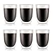 Bodum 12oz Pavina Double Wall Insulated Tumbler, High-Heat Borosilicate Glass, Set of 6, Clear