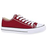  stiefelparadies Damen Sneakers Sportschuhe Freizeit Stoffschuhe Gr. 36-41 172631 Dunkelrot Weiss Ambler 44 Flandell