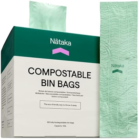100% Compostable Caddy Bin Liners, 9.8L Capacity Food Waste Bags, Compost Bags for Caddy, Thick Food Caddy, 100 Biodegradable Bin Bags Cover