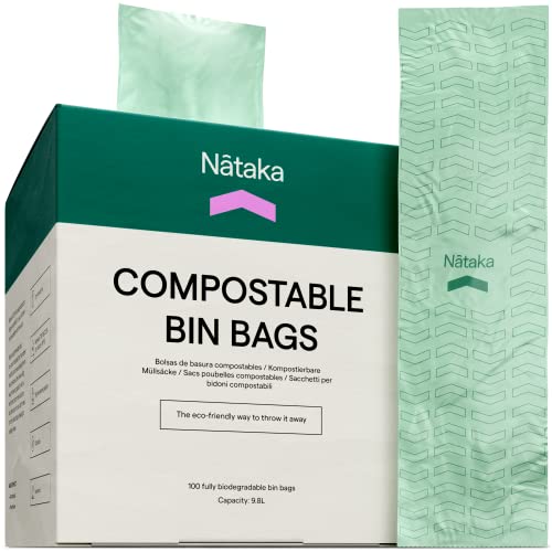 Sacs de poubelle 100% compostables, sacs de déchets alimentaires d'une capacité de 9,8 litres, sacs de compostage pour poubelle, poubelle alimentaire épaisse, 100 sacs de poubelle biodégradables Cover