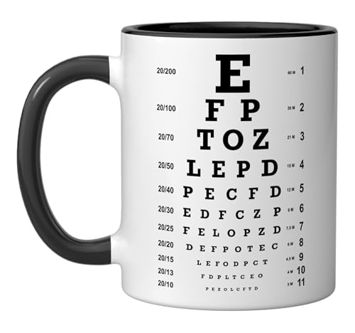 Taza cerámica 11 oz para test de visión Snellen negro y blanco miniatura 1