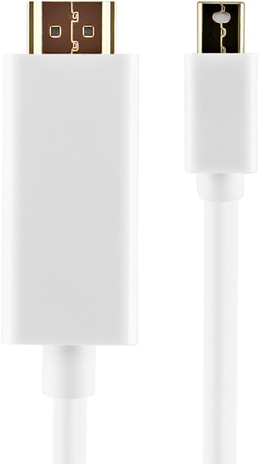 Black Friday Sale 2022 TNP Mini DisplayPort to HDMI Adapter Cable (10FT) - (Thunderbolt 2 Compatible) mDP Mini DP to HDMI Male Connector Port Full HD 1080P Ready Video Audio Converter Wire Cord Plug - White