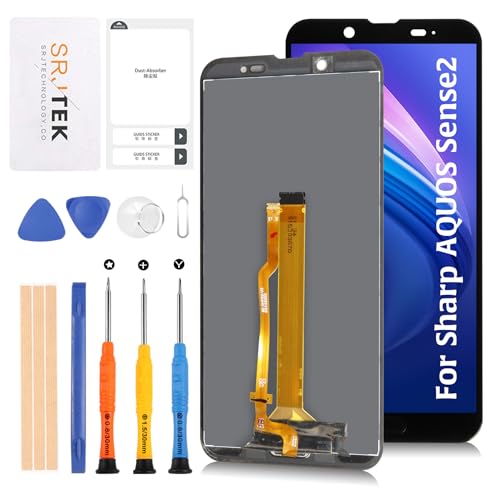 SRJTEK For Sharp AQUOS Sense2 �t���p�l�� [�w��F�؃P�[�u���͊܂܂�܂���] �V���[�v �A�N�I�X Sense2 SH-M08 SH-01L SHV43 ��ʌ����C���p �^�b�`�p�l���Z�b�g 5.5�C���` LCD�f�B�X�v���C�^�b�`