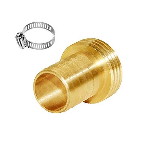 Joywayus 3/4" Barb X 3/4" Male Ght Thread Swivel Round Brass Garden Water Hose Pipe Connector Copper Fitting With Stainless Clamp House/Boat/Lawn/Power Wash/Irrigation #TOP3
