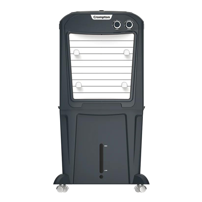 Image of Crompton Zelus PAC45 45L Desert Air Cooler, Grey, with 4-Way Air Deflection, Auto Swing Louvers, Ice Chamber, Everlast Pump, Motor Overload Protection, Inverter Compatible