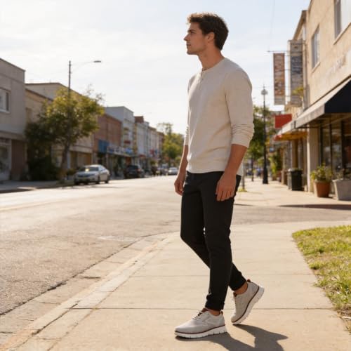 Image of Wearbreeze Men's Business Casual Oxford Sneakers - Lightweight Lace-Up Dress Shoes for Work, Travel & Daily Commute
