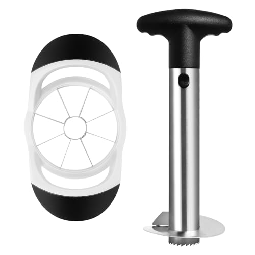 Asdirne Pineapple Corer & Apple Slicer Pineapple Cutter and Fruit Slicer with Food Grade Stainless Steel Blade and ABS Grip Pineapple Peeler Black