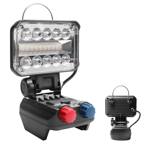 Lámpara con batería para Makita 18 V, 48 W, 4800 lm, luz de trabajo LED inalámbrica con 40 perlas ultrabrillantes, foco LED, lámpara portátil para obras con carga USB-C (sin batería)