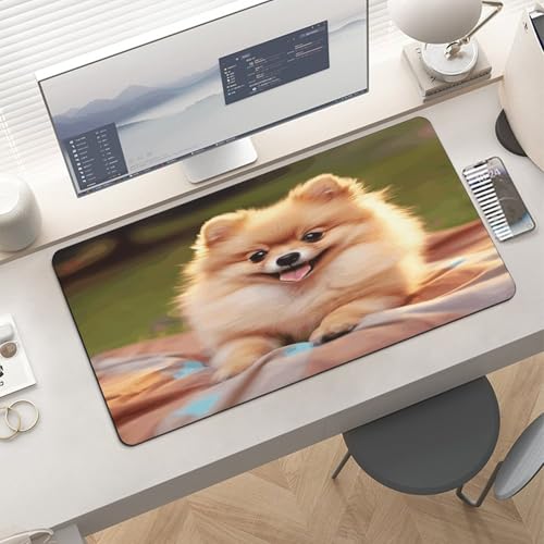 Tapete de escritorio grande antideslizante con diseño Pomerania miniatura 6