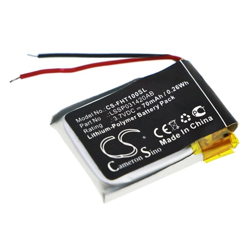 Tipo batteria: Li-Polymer, Voltaggio: 3.7V, Capacità: 70mAh/0.26Wh. Dimensioni: 19,50 x 13,60 x 3,30 mm. Peso: 51,5 g.