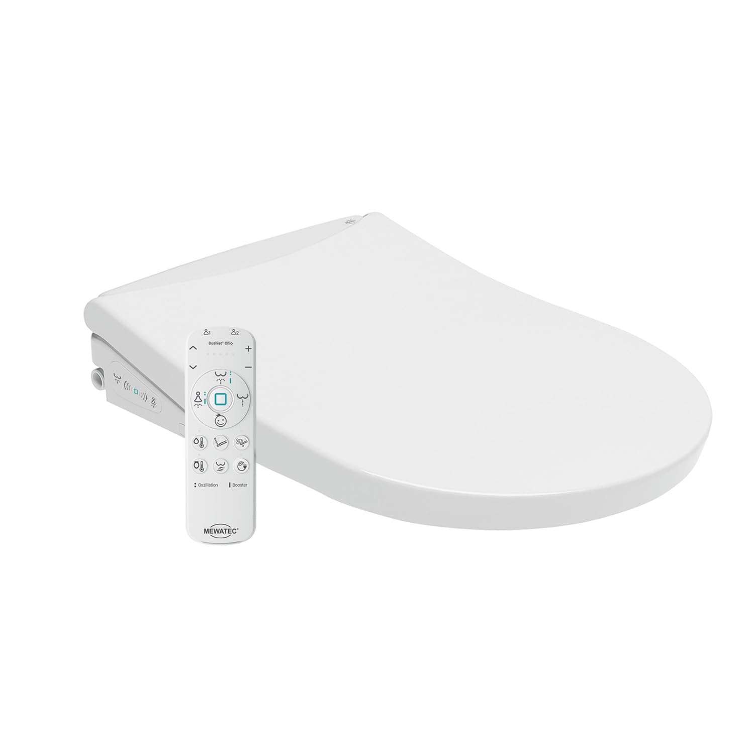 O500-U Dusch-WC Aufsatz - U-Form - extra flaches Dusch-WC mit Booster-Funktion für mehr Druck - Mit Seitenbedienteil - Für mehr Hygiene im Bad