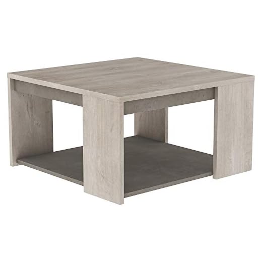 Demeyere Table Basse Style Contemporain - Idéal pour Votre Coin Salon ou TV - Collection Antibes, Chêne Champagne/béton Beige, P 80 cm x H 44,2 cm