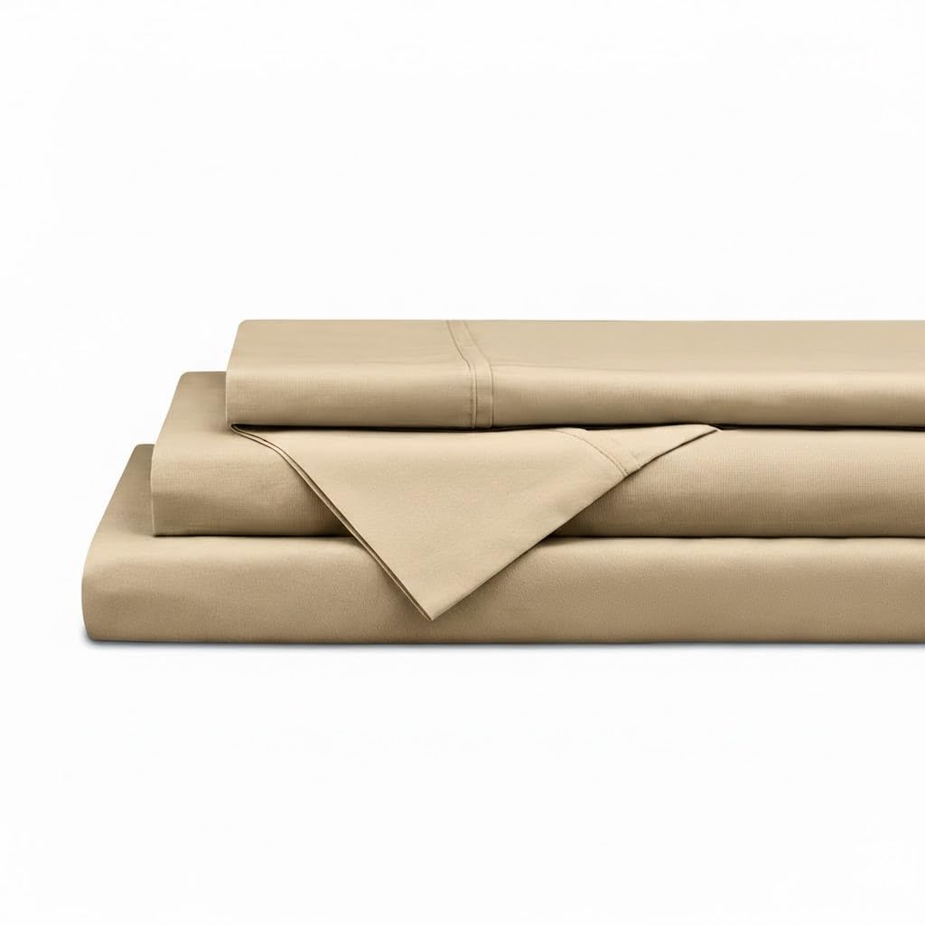 Linen Home Cotton Percale Bedsheet Set, Light Taupe, King Size (1 Flat-274cm X 274cm, 2 Pillow cases-46 cm x 69 cm), 200 TC, Crisp and Cool Linen Home Cotton Percale Bedsheet Set, Light Taupe, King Size (1 Flat-274cm X 274cm, 2 Pillow cases-46 cm x 69 cm), 200 TC, Crisp and Cool