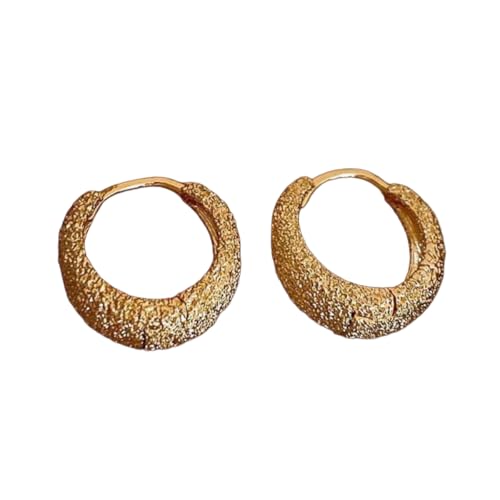 Image of Estailo Fashion Gold Womens Textured Gold Hoop Earrings