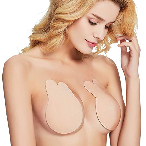 Adhesive Bra, Breast Lift Tape Silicone Breast Pasties 4.33 Inch Large Beige #TOP5