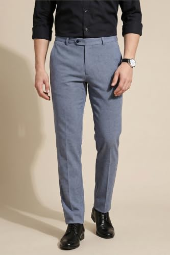 Image of Peter England Men's Premium Formal Stretchable Knit Super Slim Fit Trouser | Comfort Lycra | 360-Degree Stretch