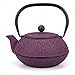 30 oz Cast Iron Teapot Enamel Lining W/Metal Infuser Tea Kettle,Purple