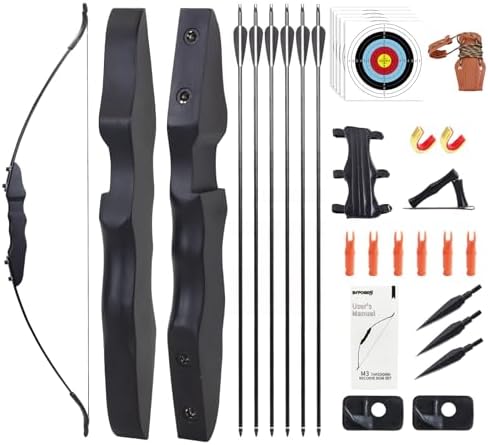 SOPOGER Recurve Bow and Arrow Set – Archery Takedown Recurve Bow Set for Adult Beginners Target Practice 30lbs 40lbs Right Handed Longbow Outdoor Backyard Hunting Shooting Training Kit