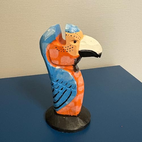 ED-Lumos Holz Tier Brillen Halter Stand Blaue Papagei Brillen Display Rack Organizer für Schreibtisch Nachtständer & Home Décor