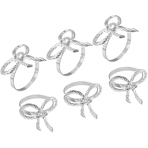 sourcing map Silver Bow-knot Napkin Rings Cover
