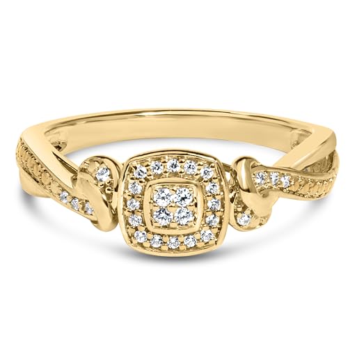 Haus of Brilliance 14K Yellow Gold Plated .925 Sterling Silver 1/10 Cttw Round-Cut Diamond Composite Halo Engagement Ring (I-J Color, I3 Clarity)- Size 5