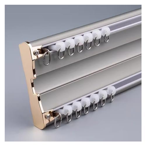 Heavy-duty Curtain Conjoined Double Track Rails Ceiling Mounting, 8 9 10 11 12 13 14 15 16 17 18ft Long Window Curtain Track, Metal Curtain Pole For Bedroom Living Room ( Color : Light grey , Size : 6