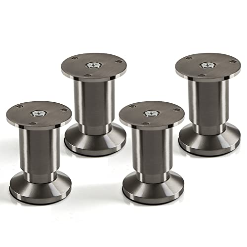 Juego de 4 x SOTECH Patas de Mueble ALPHA Alto ajustable Aspecto de Acero fino cepillado Capacidad de Carga hasta 250