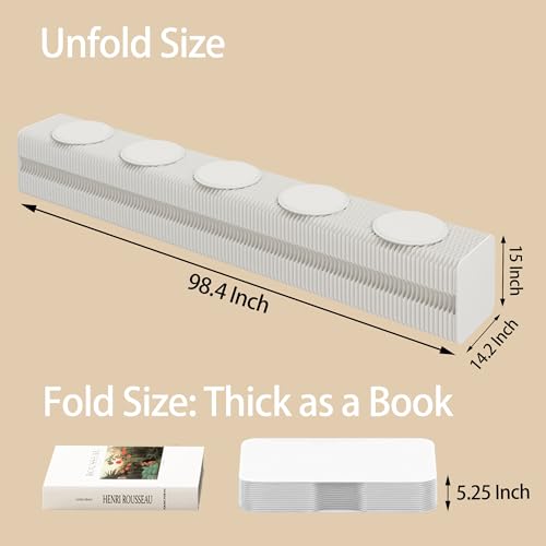 Image of Kraft Paper Rectangle Ottoman - Folding Bench Rest for Bedroom & Entryway, Collapsible Stool with Pad, Portable Stool & Square Ottoman for Living Room Decor, Space-Saving Footrest, White, 5 Seats