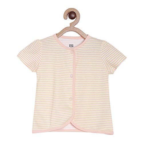 Image of miniklub Baby Short Sleeve Round Neck Knitted Cotton Front Open Vest, Pack of 3 (Multi Color)