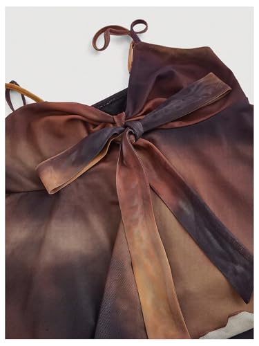 SOLY HUX Women's Plus Size Bow Tie Cami Tops Tie Dye Ruffle Mesh Spaghetti Strap Babydoll Shirt Summer Outfits3