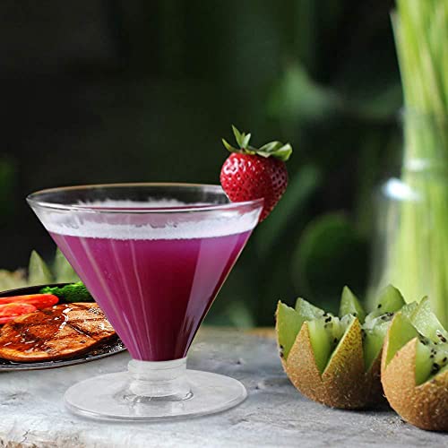 Kesaplan 40 Pack 2 Style Plastic Martini Glasses Disposable Cocktail Glasses 5/8.5 Oz Martini Plastic Cocktail Glasses Ice Cream Dessert Cups With Spoons For Appetizer, Outdoor Parties, Weddings #TOP2